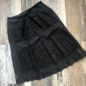Sequined Black Lace Skirt